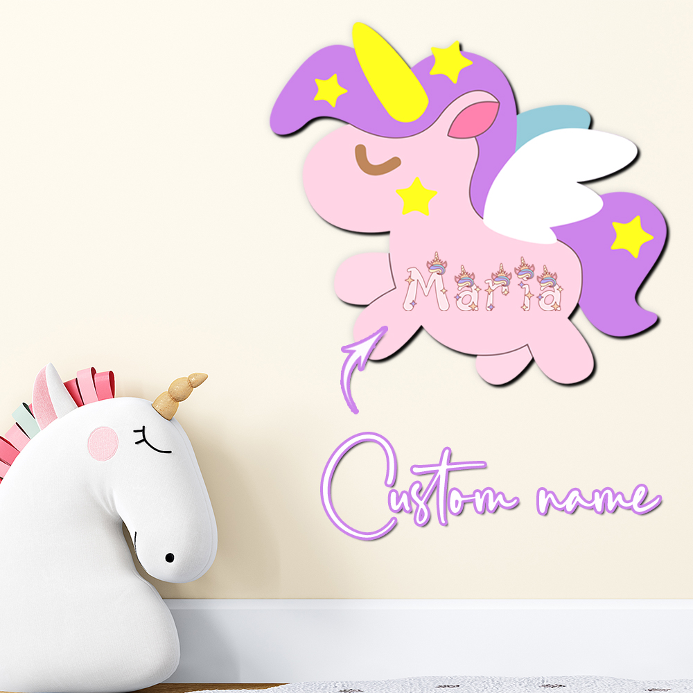 Baby Nursery Girl - Custom Unicorn Wooden Name Sign Personalized