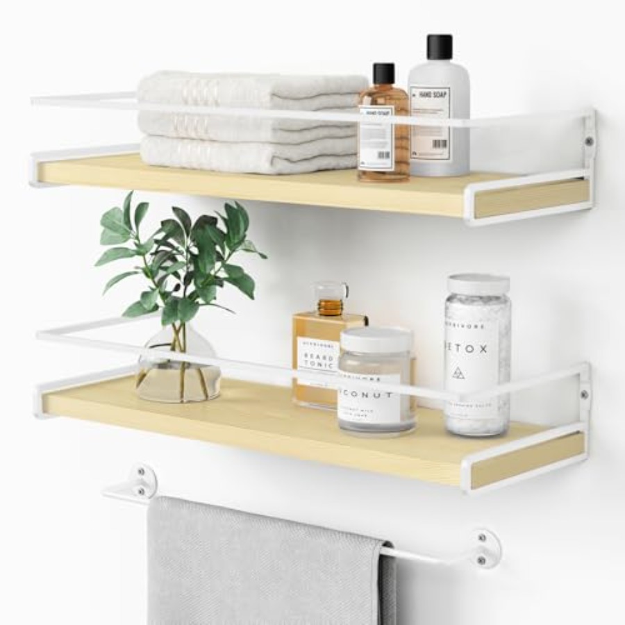 Baby Nursery Girl - Floating Shelves for Wall with Rail,