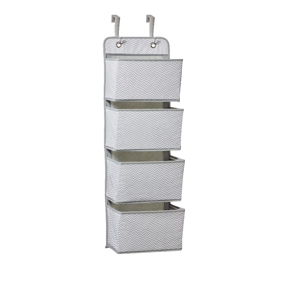 Baby Nursery Closet Organization - Pocket Nursery Hanging Organizer Gray and
