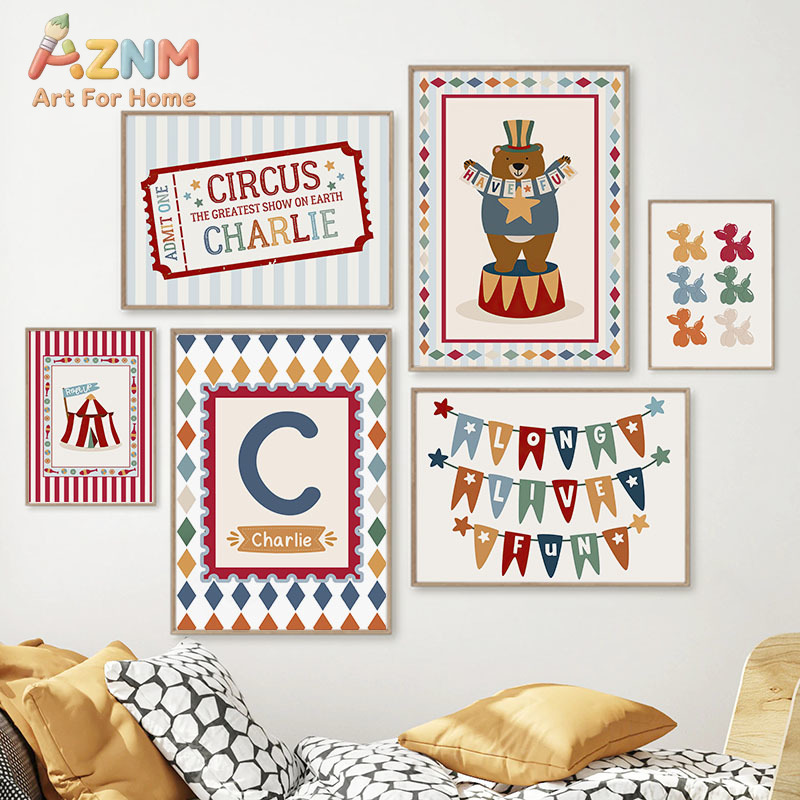 Baby Nursery Items - Circus Bear Magician Dog Quote Nursery