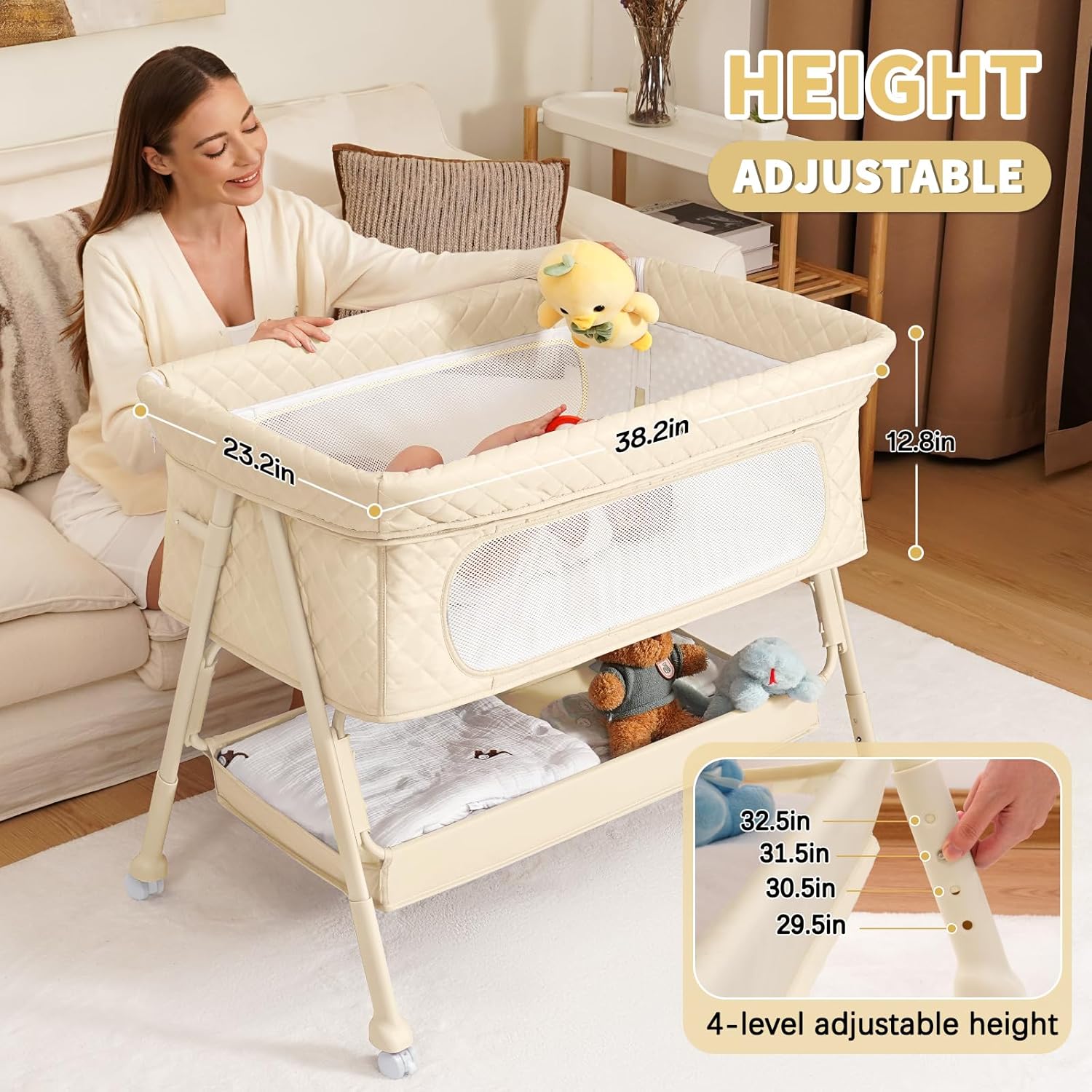 Baby Crib for Newborn, Baby Ba - Bassinet Bedside Sleeper incelemesi ve fiyatı