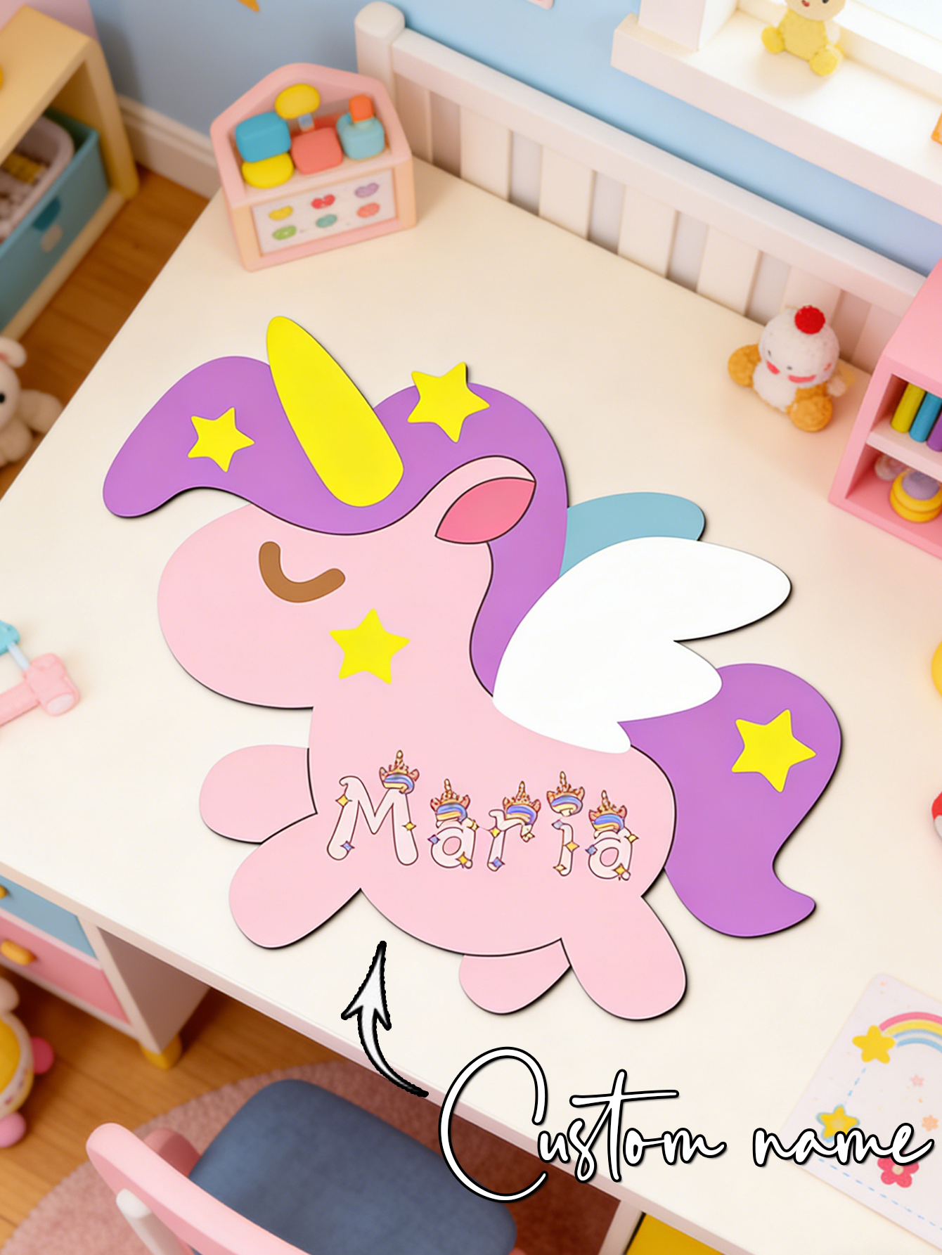 Custom Unicorn Wooden Name Sig - Baby Nursery Girl incelemesi ve fiyatı