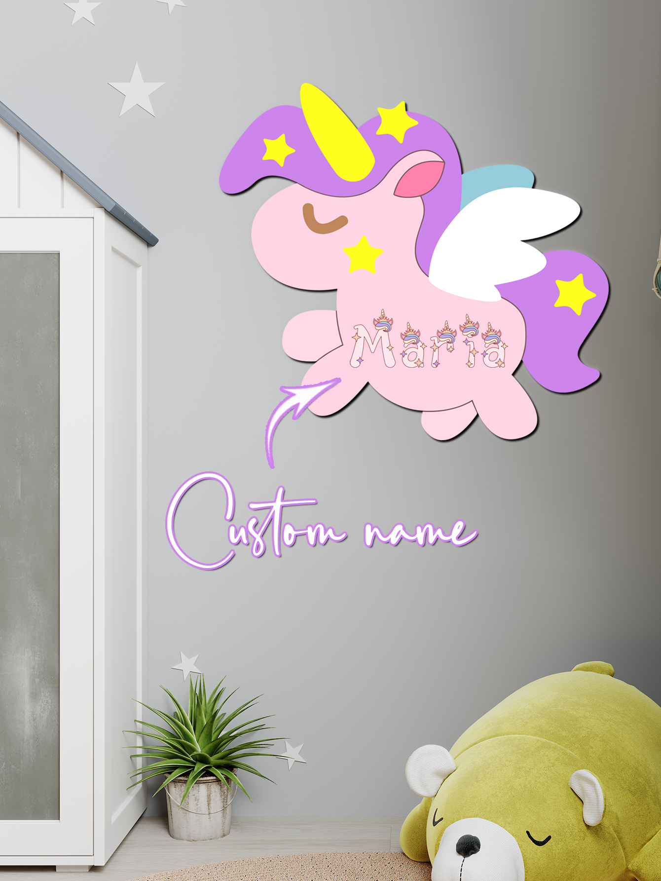 Custom Unicorn Wooden Name Sig - Baby Nursery Girl incelemesi ve fiyatı