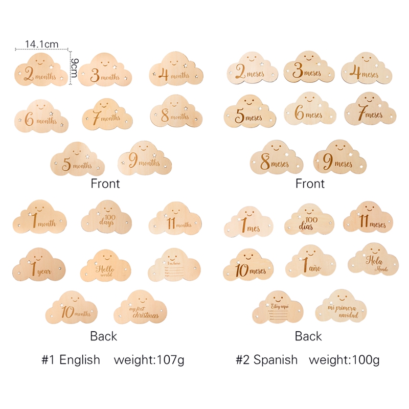English&Spanish Wooden Baby Mi - Milestone Card Set incelemesi ve fiyatı