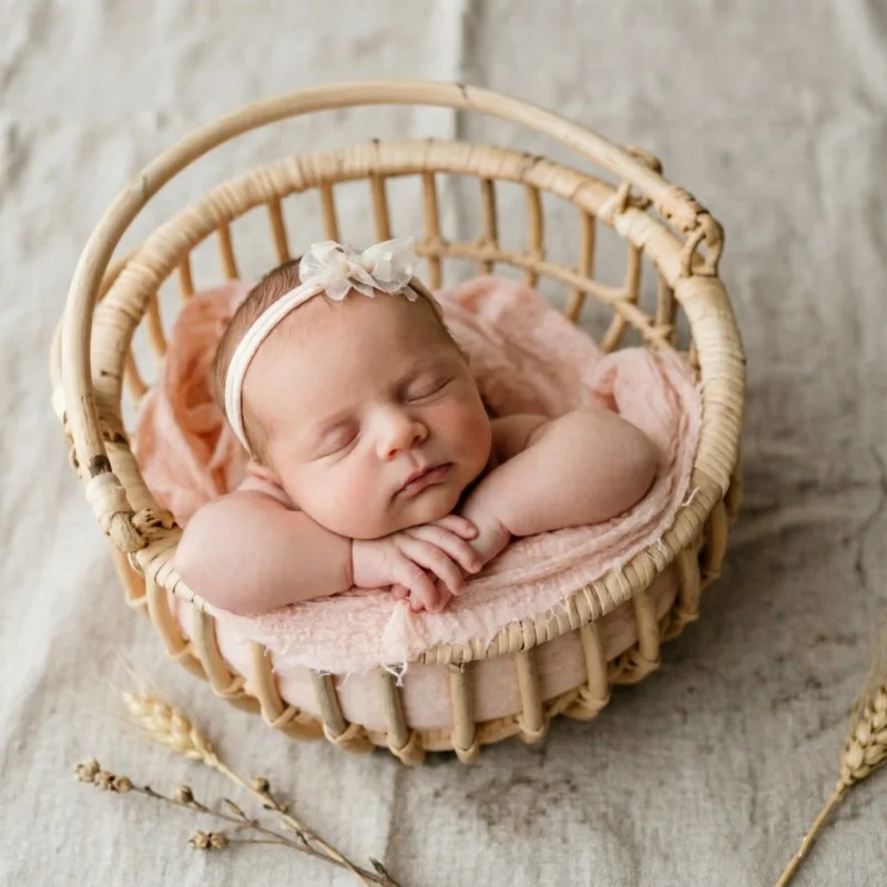 Infant Posing Bed Retro Rattan - Baby Nursery Girl incelemesi ve fiyatı