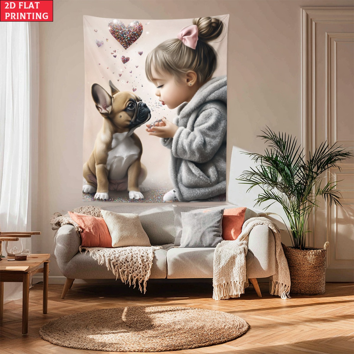 Girl with french bulldog puppy - Baby Nursery Girl incelemesi ve fiyatı