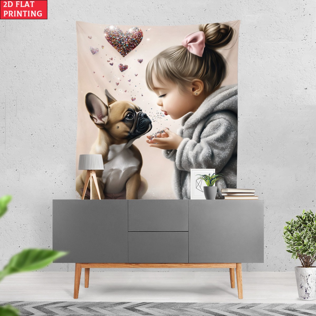 Girl with french bulldog puppy - Baby Nursery Girl incelemesi ve fiyatı