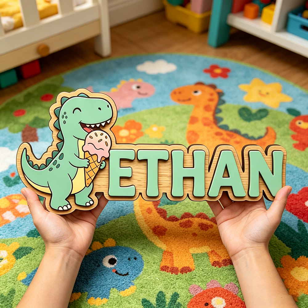 Whimsical Ice Cream Dinosaur C - Baby Nursery Wall Decor incelemesi ve fiyatı