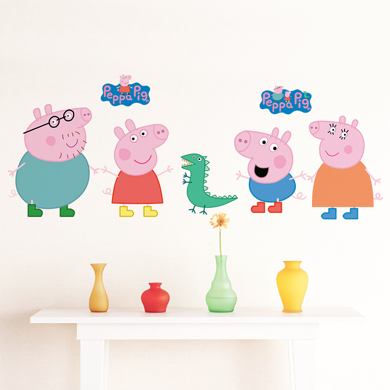 Cartoon Peppa Pig Wall Sticker - Baby Nursery Wall Decals incelemesi ve fiyatı