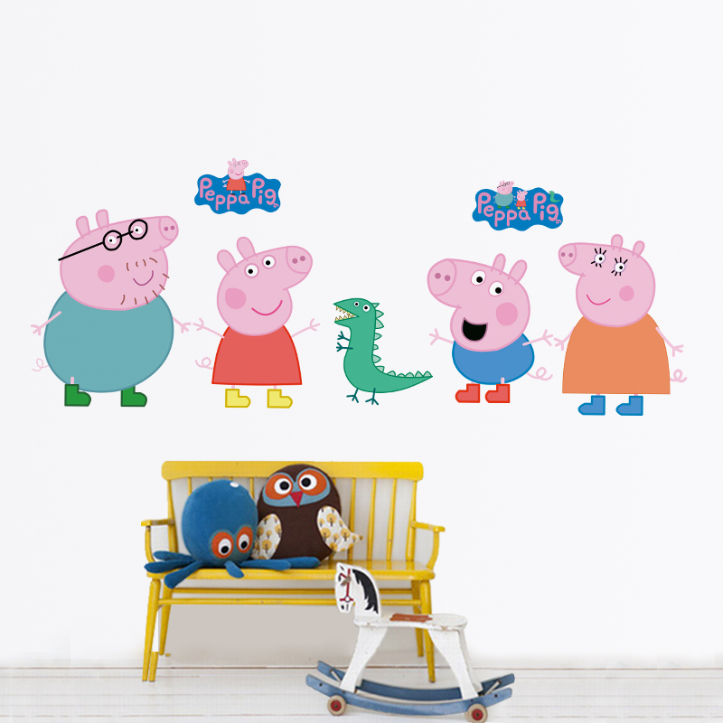 Cartoon Peppa Pig Wall Sticker - Baby Nursery Wall Decals incelemesi ve fiyatı