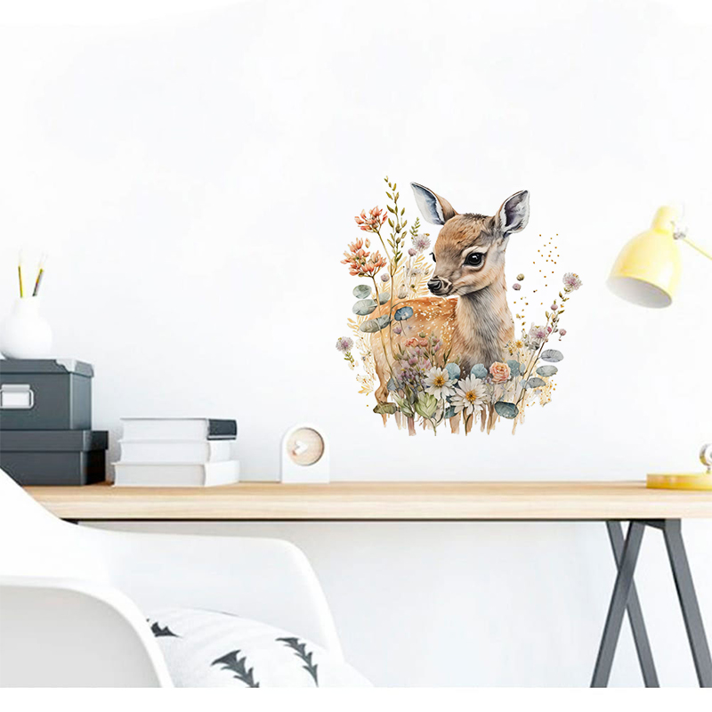 C400#Cute Deer Wall Sticker Ki - Baby Nursery Wall Decals incelemesi ve fiyatı