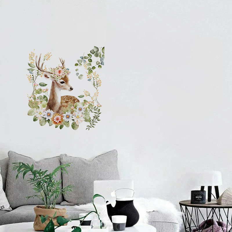 C400#Cute Deer Wall Sticker Ki - Baby Nursery Wall Decals incelemesi ve fiyatı