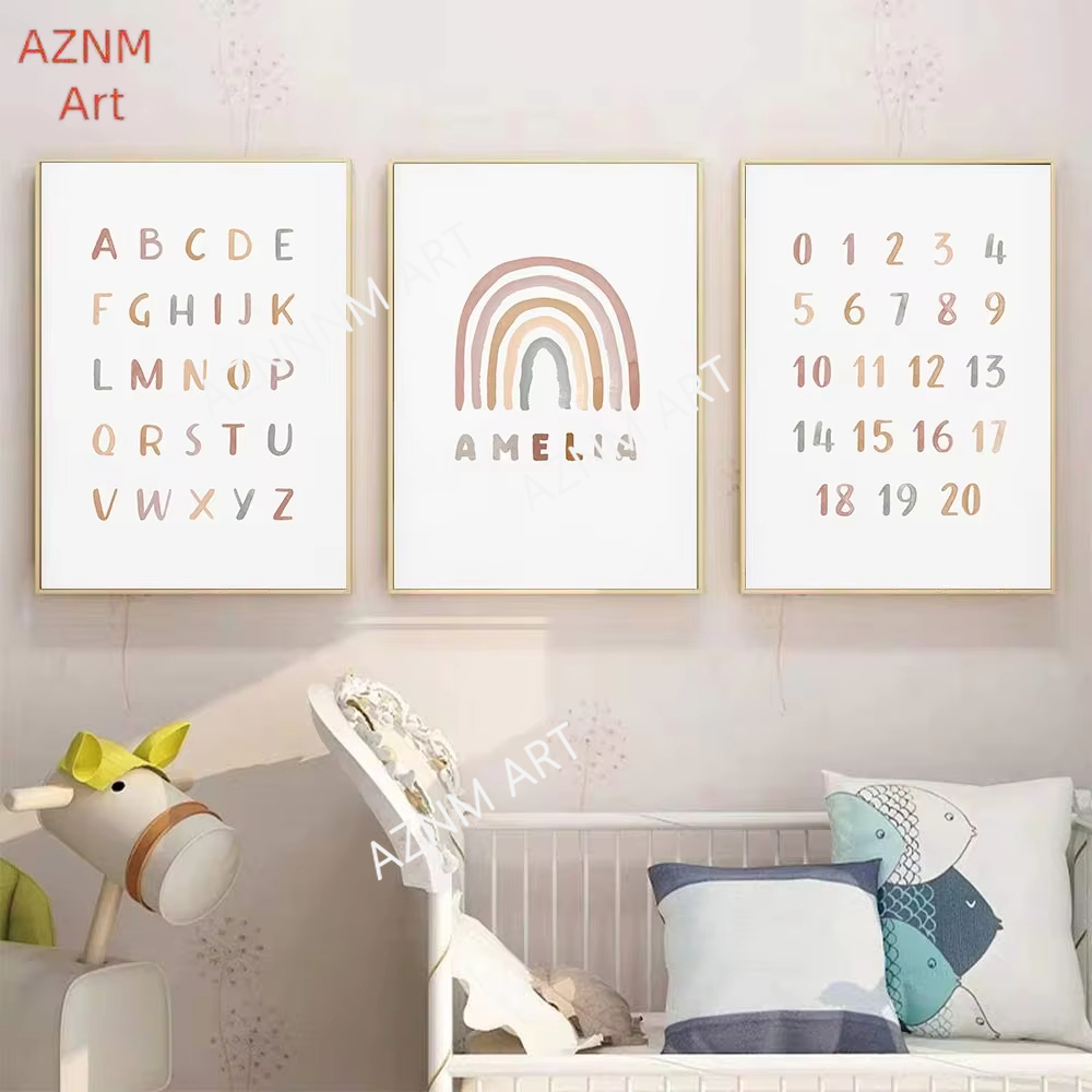 1/3PCS ，Poster Custom ABC 123  - Baby Nursery Girl incelemesi ve fiyatı