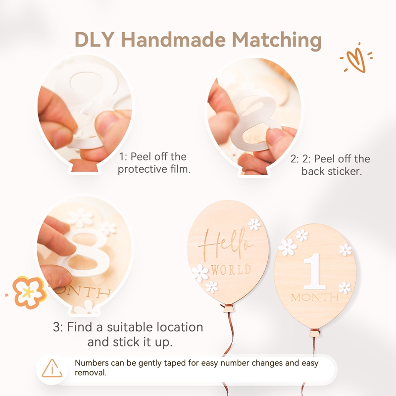 2Pcs Baby Wooden Balloon Miles - Milestone Card Set incelemesi ve fiyatı