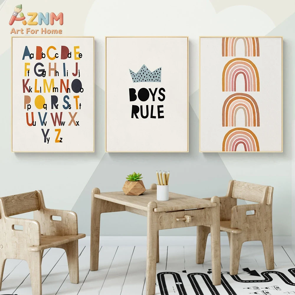 Rainbow Alphabet Poster Educat - Baby Nursery Wall Decor incelemesi ve fiyatı