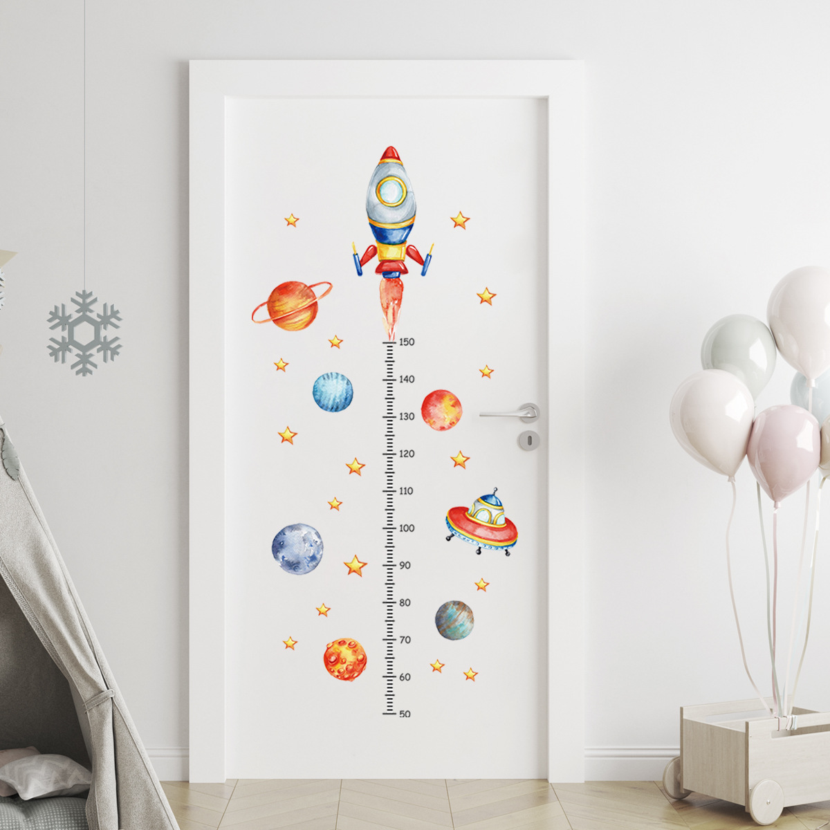 Cartoon Planet Rocket Height M - Baby Nursery Wall Decals incelemesi ve fiyatı