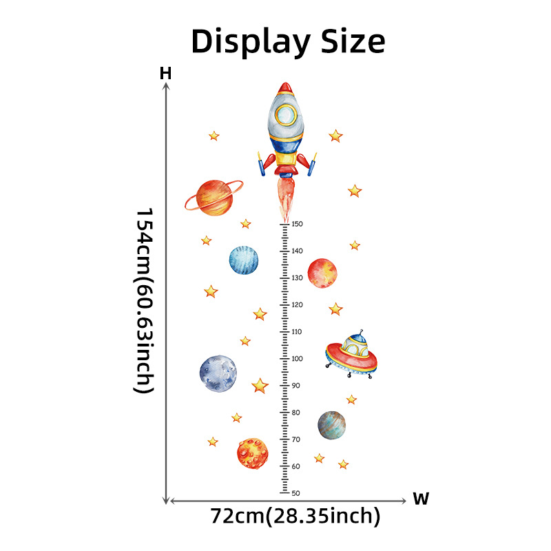 Cartoon Planet Rocket Height M - Baby Nursery Wall Decals incelemesi ve fiyatı