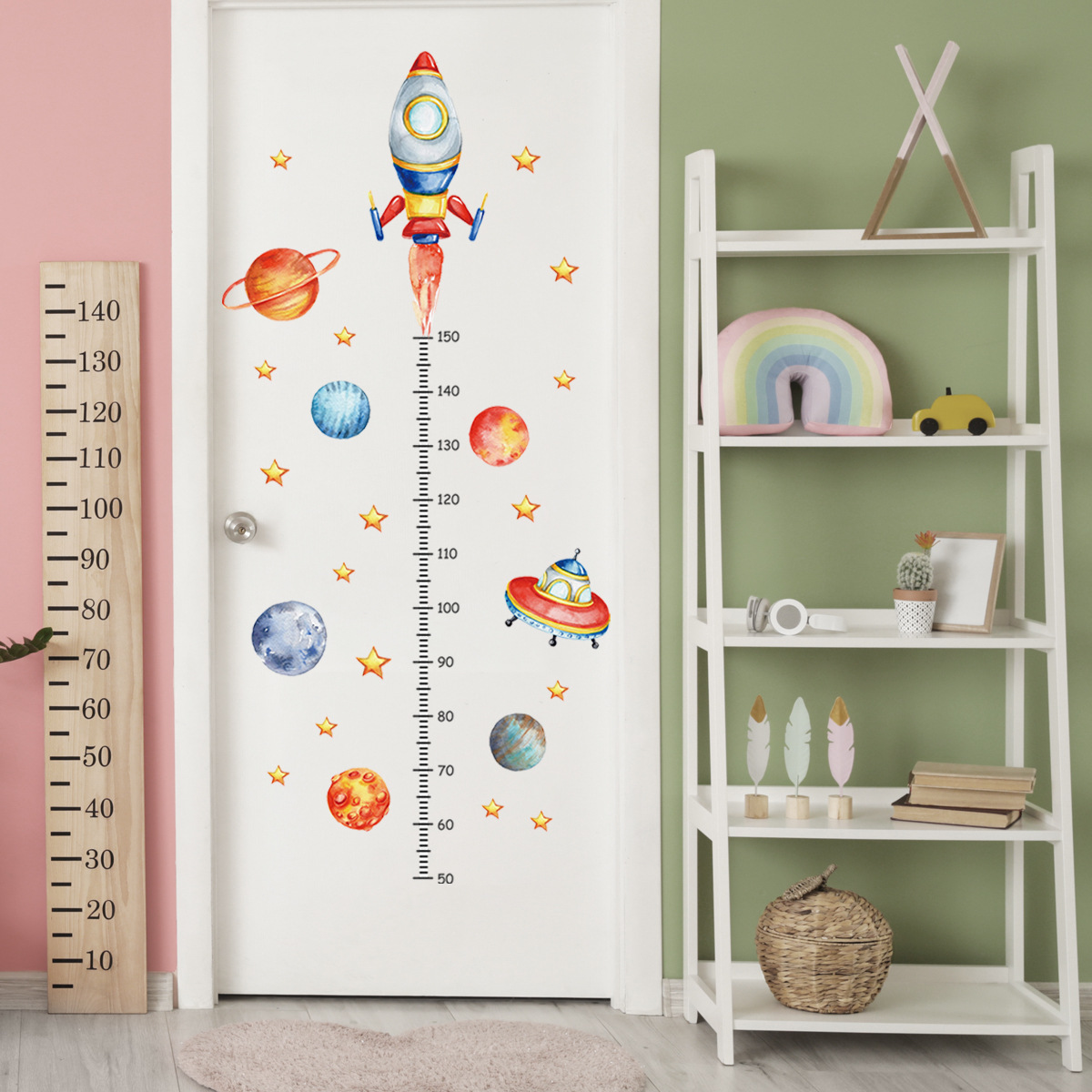 Cartoon Planet Rocket Height M - Baby Nursery Wall Decals incelemesi ve fiyatı