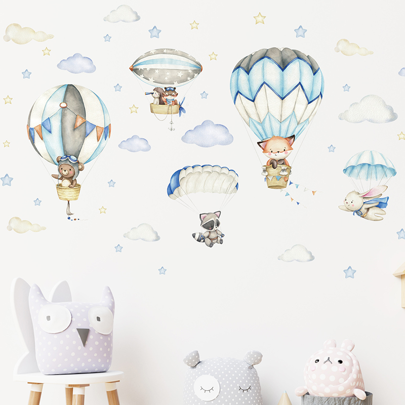 Cartoon Cute Animals Hot Air B - Baby Nursery Items incelemesi ve fiyatı