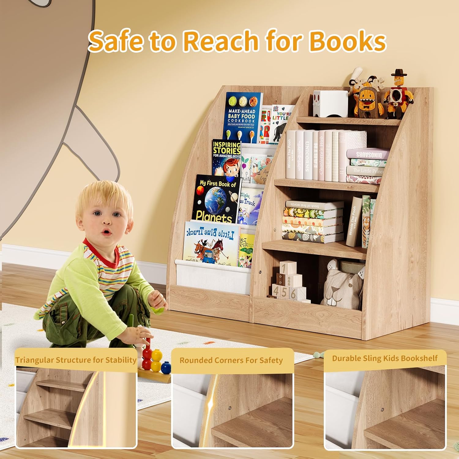 4 Tier Kids Bookshelf,4 Layer  - Baby Nursery Bookcase incelemesi ve fiyatı