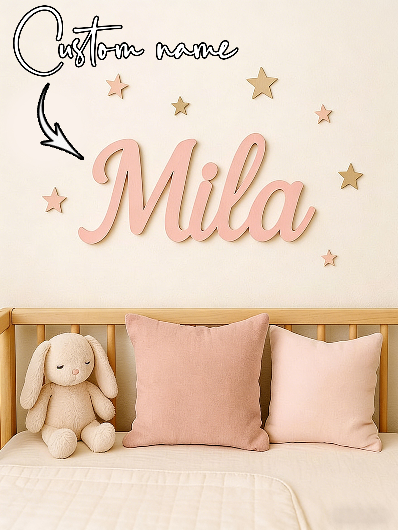 Custom Cursive Wooden Name Sig - Baby Nursery Wall Decor incelemesi ve fiyatı