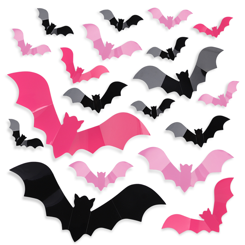 24/48Pcs Halloween Pink Bats W - Baby Nursery Wall Decals incelemesi ve fiyatı