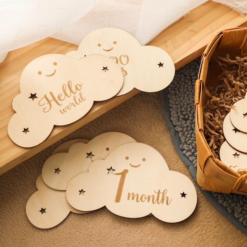 8pcs/set Wooden Baby Milestone - Milestone Card Set incelemesi ve fiyatı