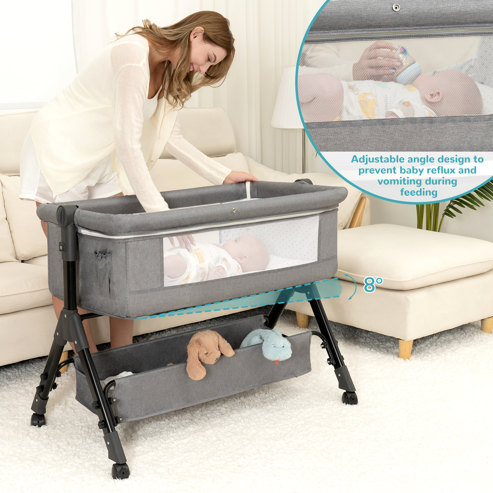 3 in 1 Baby Bassinet Bedside S - Bassinet Bedside Sleeper incelemesi ve fiyatı