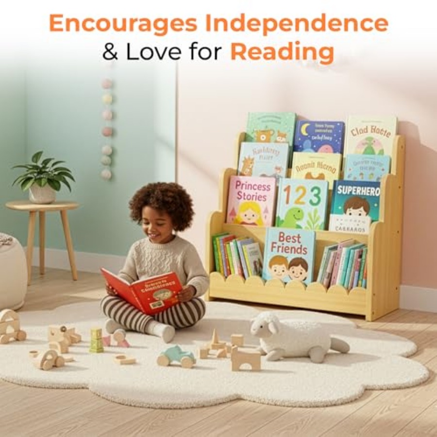 3-Tier Wooden Bookshelf Montes - Baby Nursery Bookcase incelemesi ve fiyatı