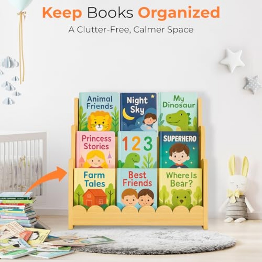 3-Tier Wooden Bookshelf Montes - Baby Nursery Bookcase incelemesi ve fiyatı