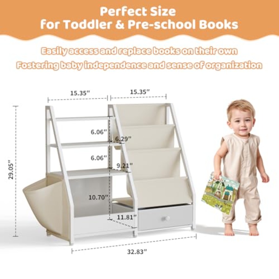 Bookshelf and Toy Storage - Bo - Baby Nursery Bookcase incelemesi ve fiyatı