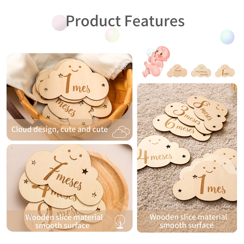 Spanish Alphabet Baby  Wooden  - Milestone Card Set incelemesi ve fiyatı