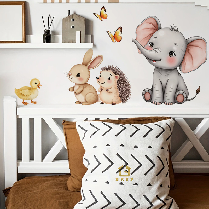 Cartoon Animal Wall Sticker -  - Baby Nursery Wall Decals incelemesi ve fiyatı