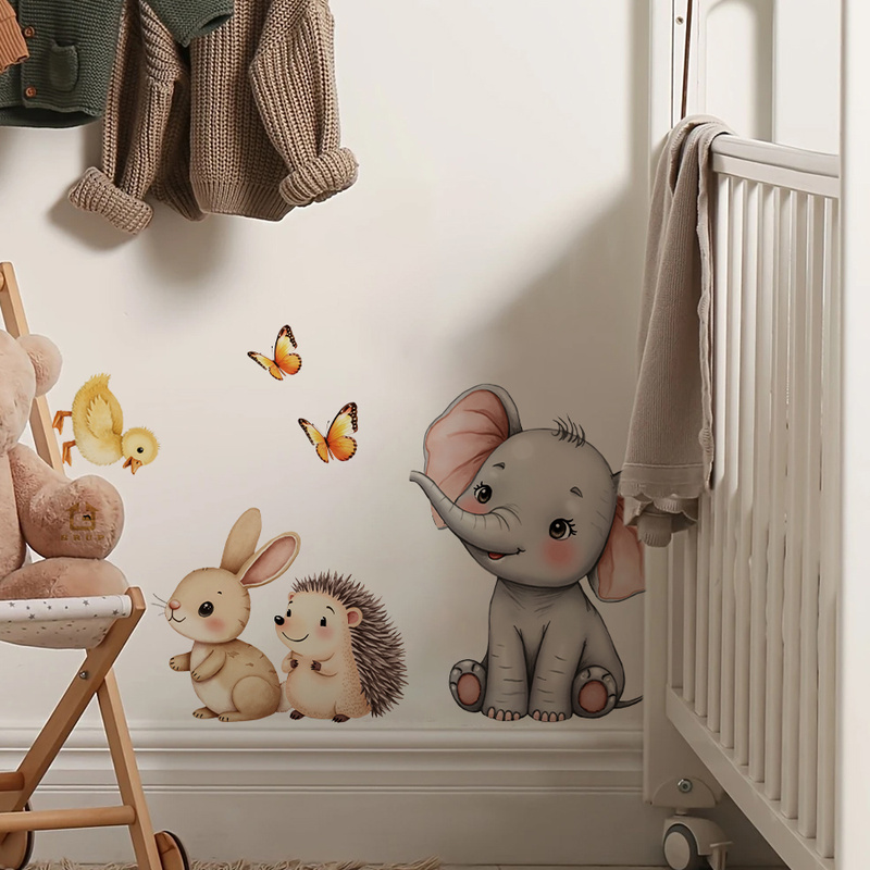 Cartoon Animal Wall Sticker -  - Baby Nursery Wall Decals incelemesi ve fiyatı
