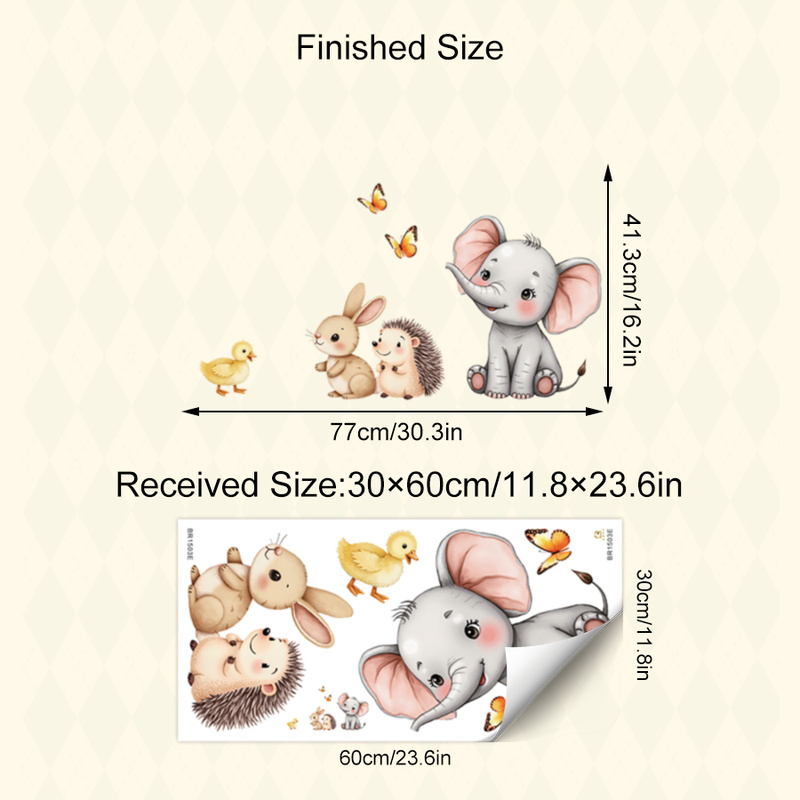 Cartoon Animal Wall Sticker -  - Baby Nursery Wall Decals incelemesi ve fiyatı