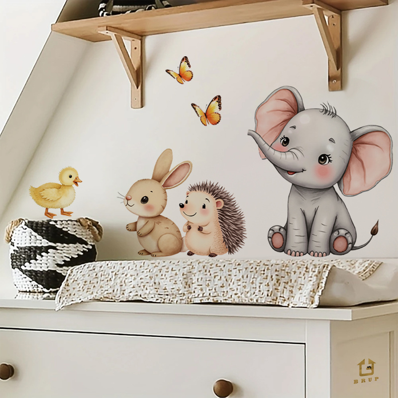 Cartoon Animal Wall Sticker -  - Baby Nursery Wall Decals incelemesi ve fiyatı