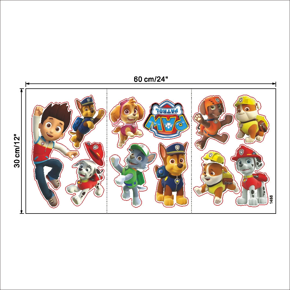 Cartoon Pawed Patrol Wall Stic - Baby Nursery Wall Decals incelemesi ve fiyatı