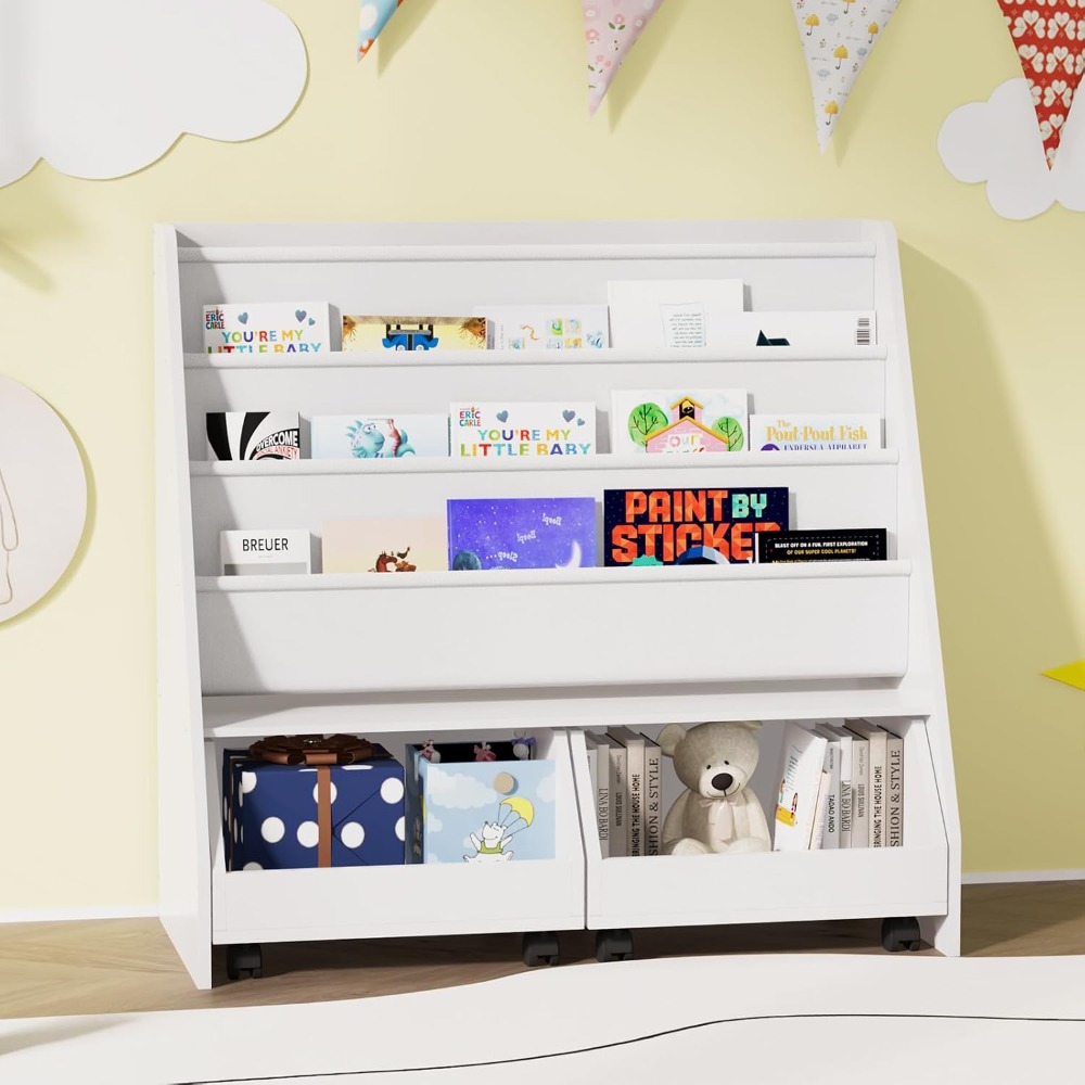 Kids Bookshelf with Two Movabl - Baby Nursery Bookcase incelemesi ve fiyatı