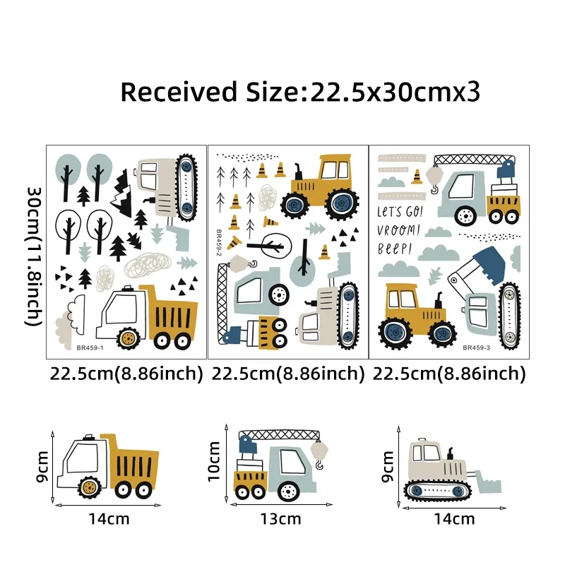 Hand Drawn Cute Cars Cargo Tru - Baby Nursery Wall Decals incelemesi ve fiyatı