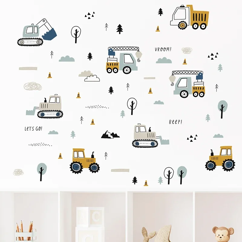 Hand Drawn Cute Cars Cargo Tru - Baby Nursery Wall Decals incelemesi ve fiyatı