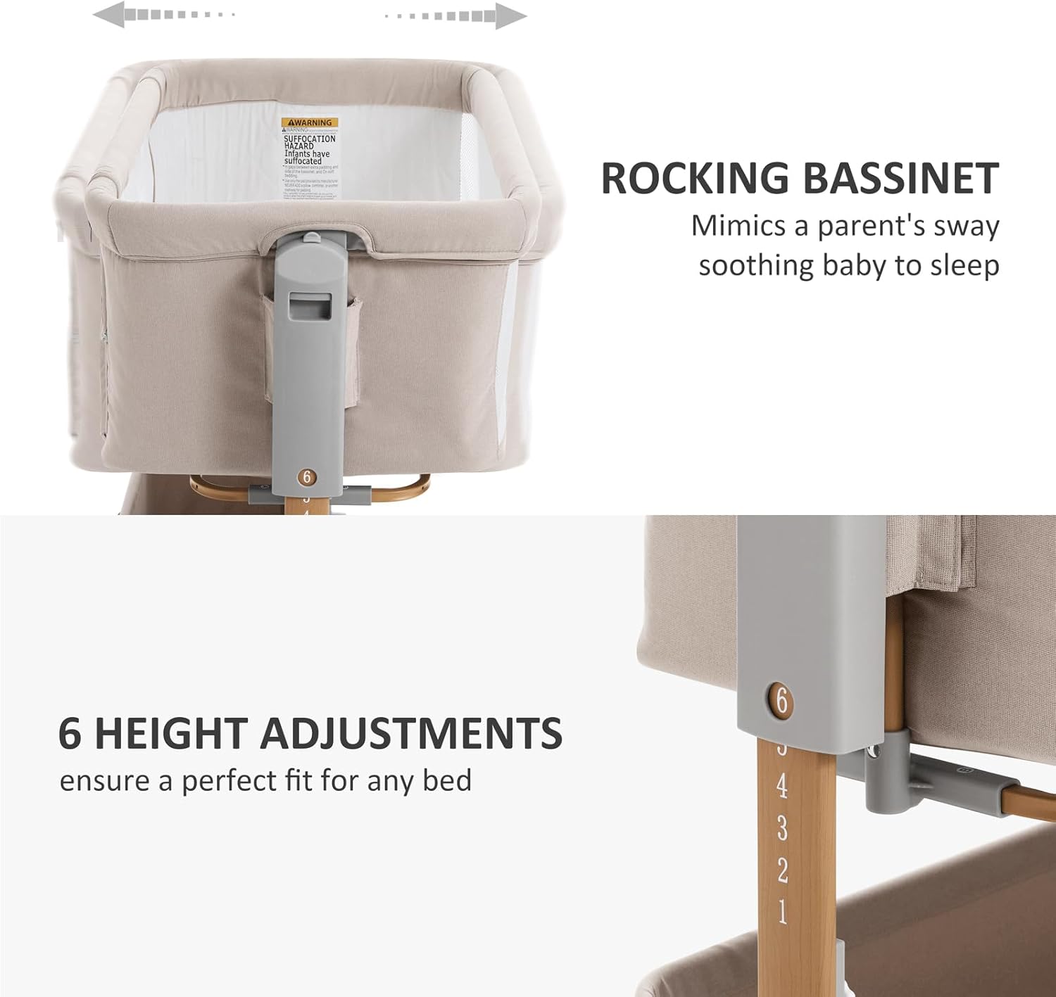3 in 1 Baby Bassinet, Rocking  - Bassinet Bedside Sleeper incelemesi ve fiyatı