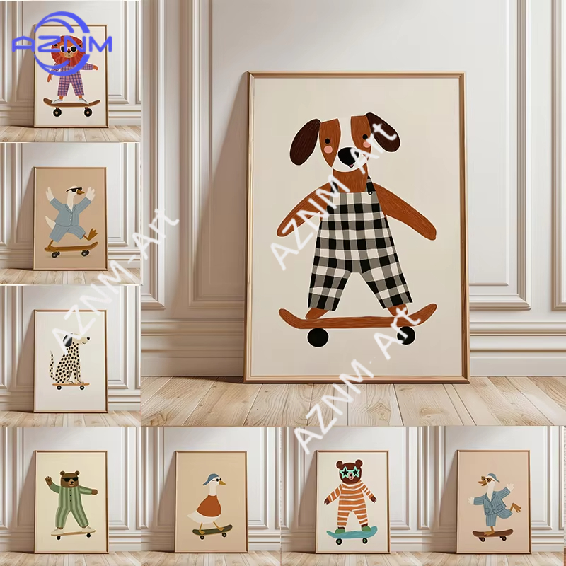 1PC Funny Animal Skateboarding - Baby Nursery Items incelemesi ve fiyatı