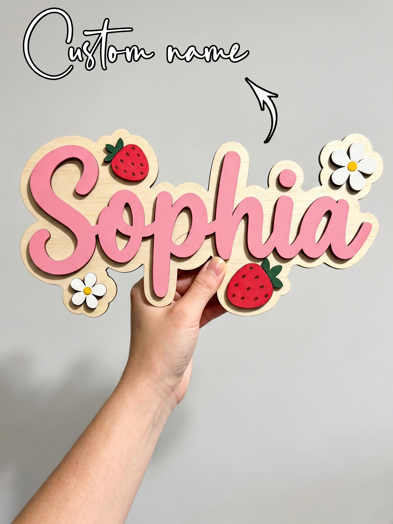 Custom Name Strawberry Daisy W - Baby Nursery Wall Decor incelemesi ve fiyatı