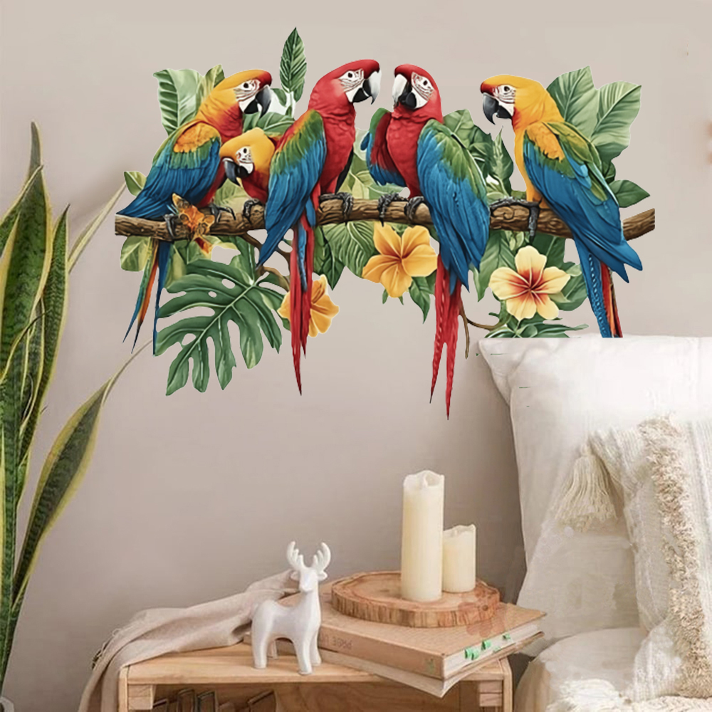 3Pcs Parrots on Branch Wall St - Baby Nursery Wall Decals incelemesi ve fiyatı