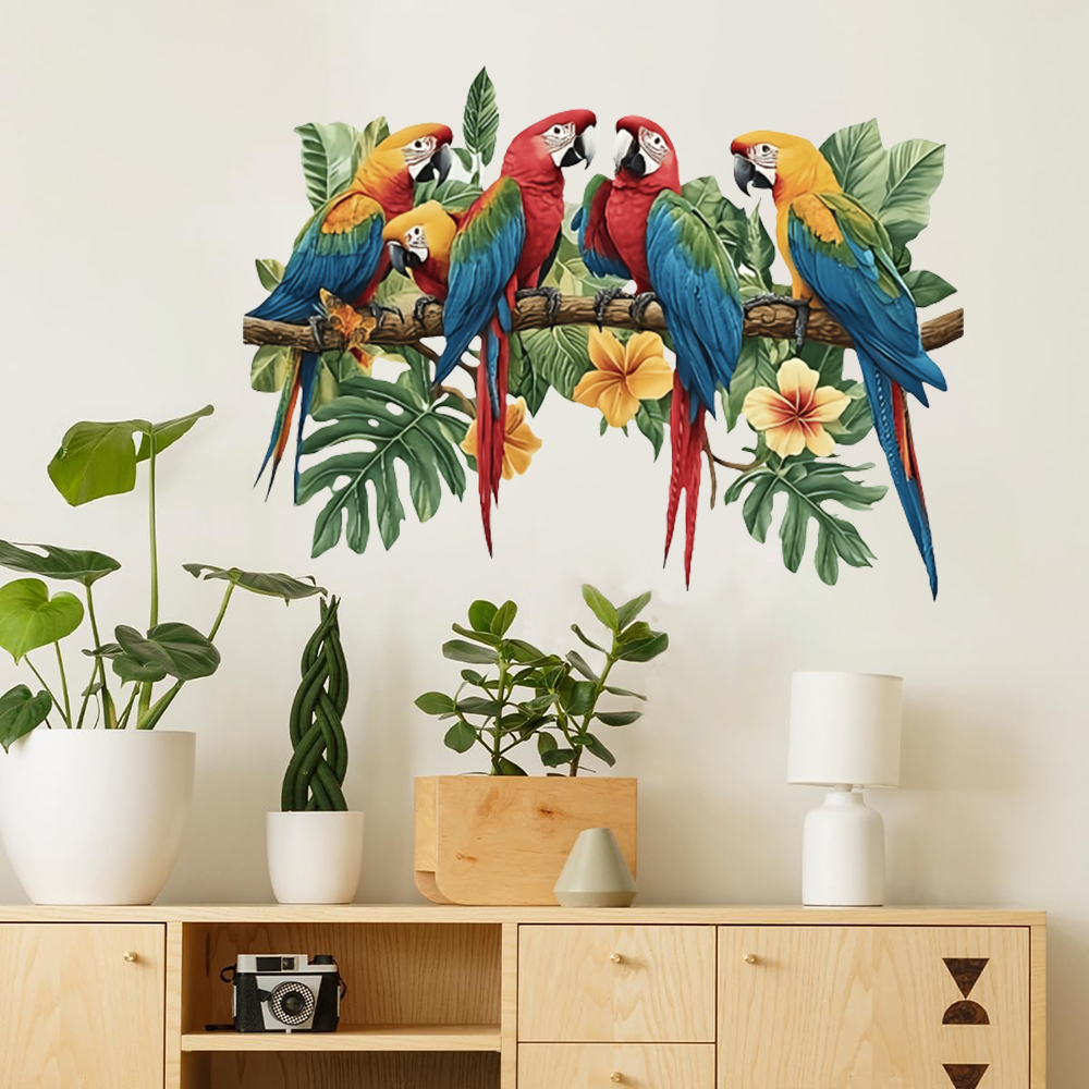 3Pcs Parrots on Branch Wall St - Baby Nursery Wall Decals incelemesi ve fiyatı