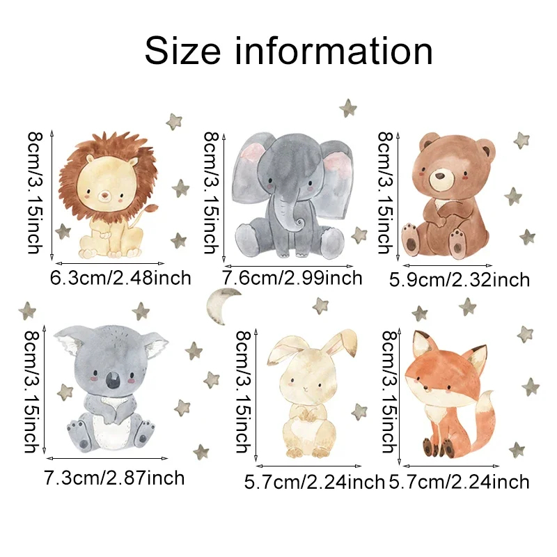 1/2/4/6set Cartoon Animals Wal - Baby Nursery Wall Decals incelemesi ve fiyatı