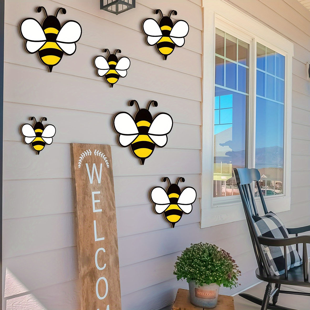 6Pcs Cute Bee Wooden Wall Stic - Baby Nursery Wall Decals incelemesi ve fiyatı
