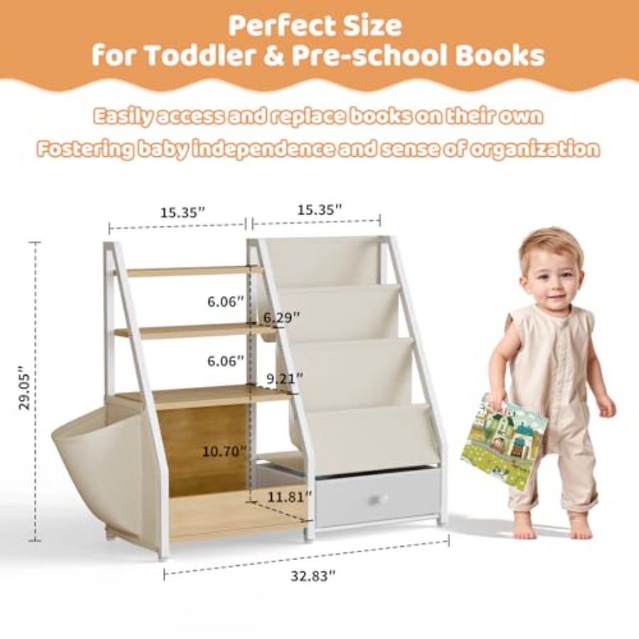Bookshelf and Toy Storage - Bo - Baby Nursery Bookcase incelemesi ve fiyatı